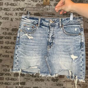 American Eagle | women distressed high rise mini denim skirt